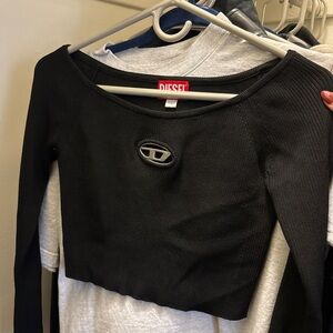 Diesel Black Fitted Crop Blouse